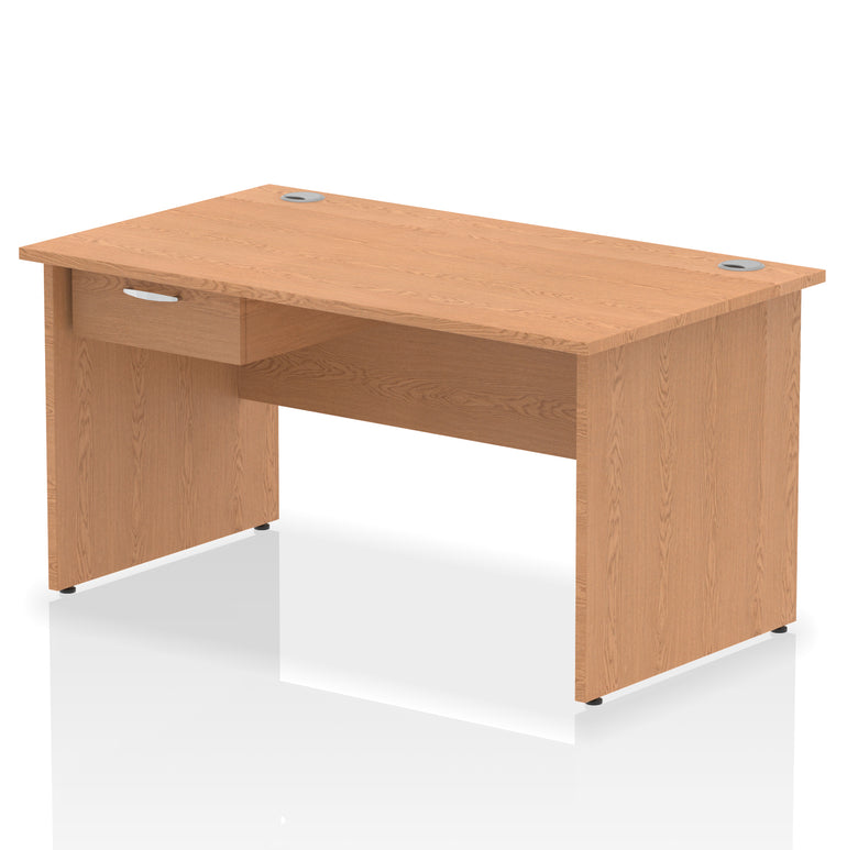 Impulse Panel End Straight Desk with 1 Drawer Pedestal, Multiple Colours, Widths 1200–1800mm, Durable MFC, Panel End Frame, 10 Year Warranty, Self-Assembly
