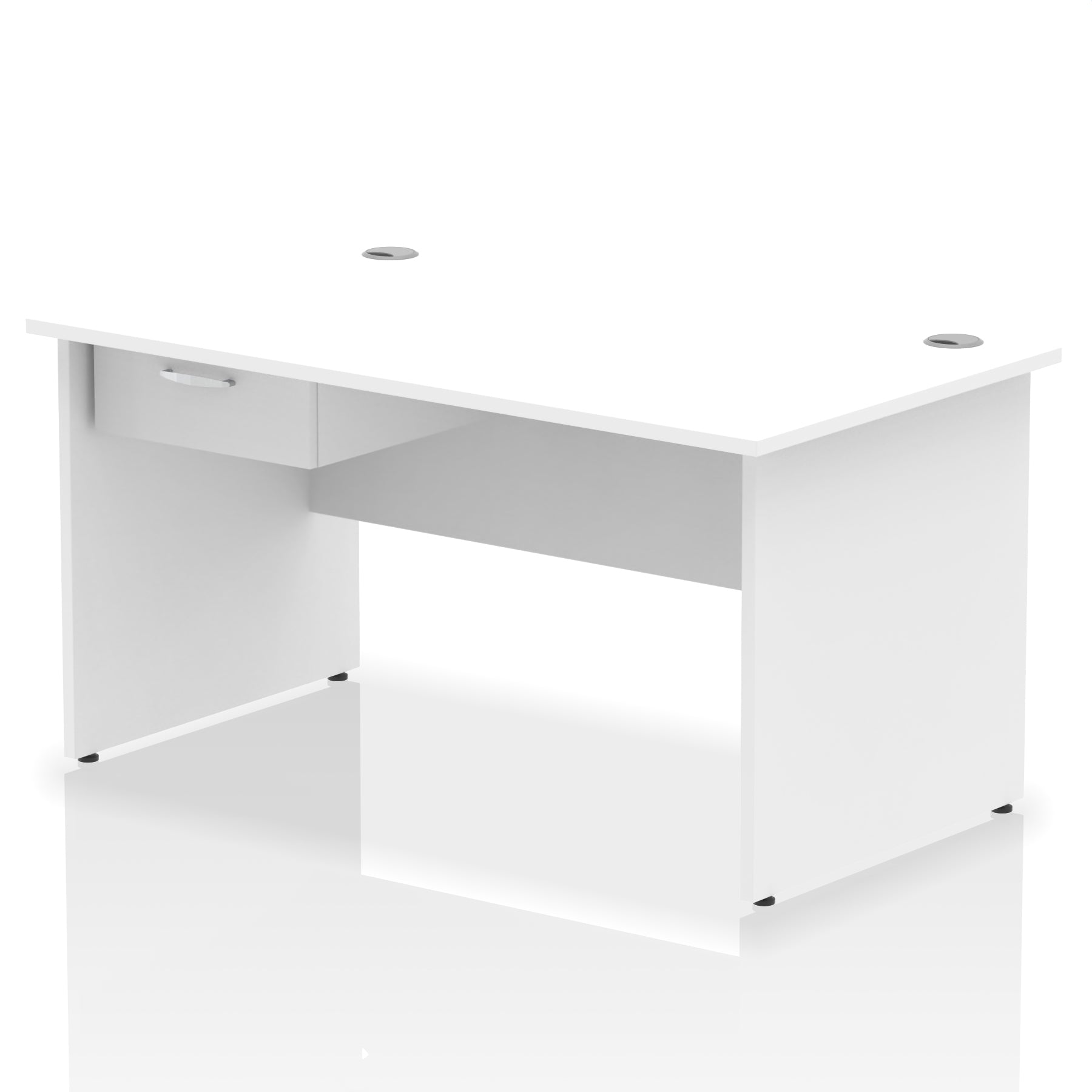 Impulse Panel End Straight Desk with 1 Drawer Pedestal, Multiple Colours, Widths 1200–1800mm, Durable MFC, Panel End Frame, 10 Year Warranty, Self-Assembly