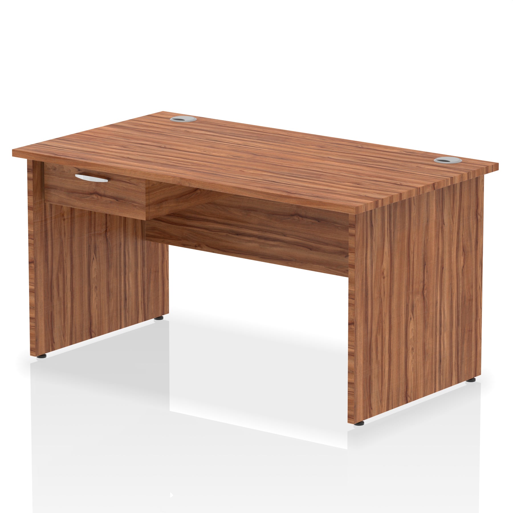 Impulse Panel End Straight Desk with 1 Drawer Pedestal, Multiple Colours, Widths 1200–1800mm, Durable MFC, Panel End Frame, 10 Year Warranty, Self-Assembly