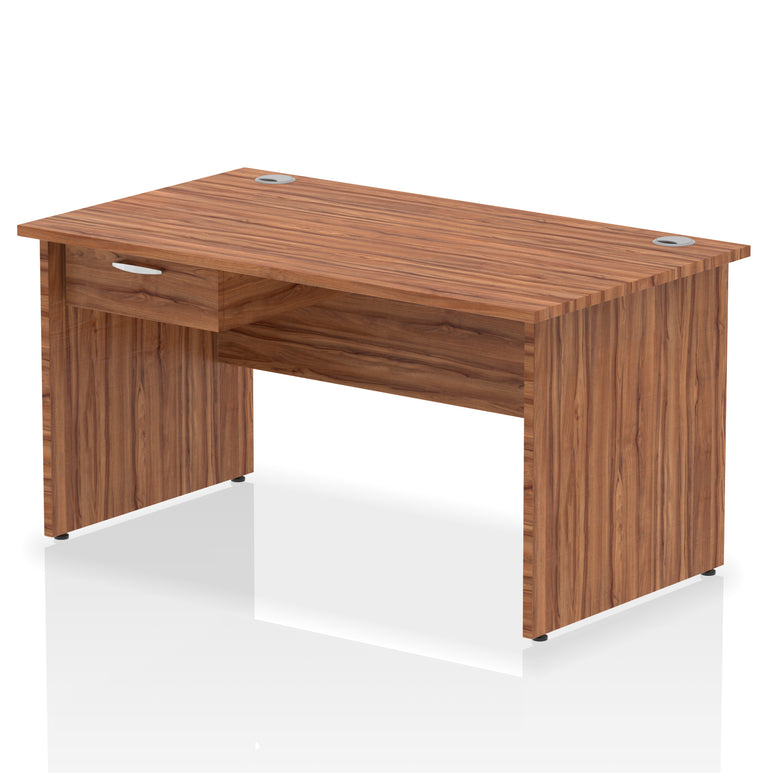 Impulse Panel End Straight Desk with 1 Drawer Pedestal, Multiple Colours, Widths 1200–1800mm, Durable MFC, Panel End Frame, 10 Year Warranty, Self-Assembly