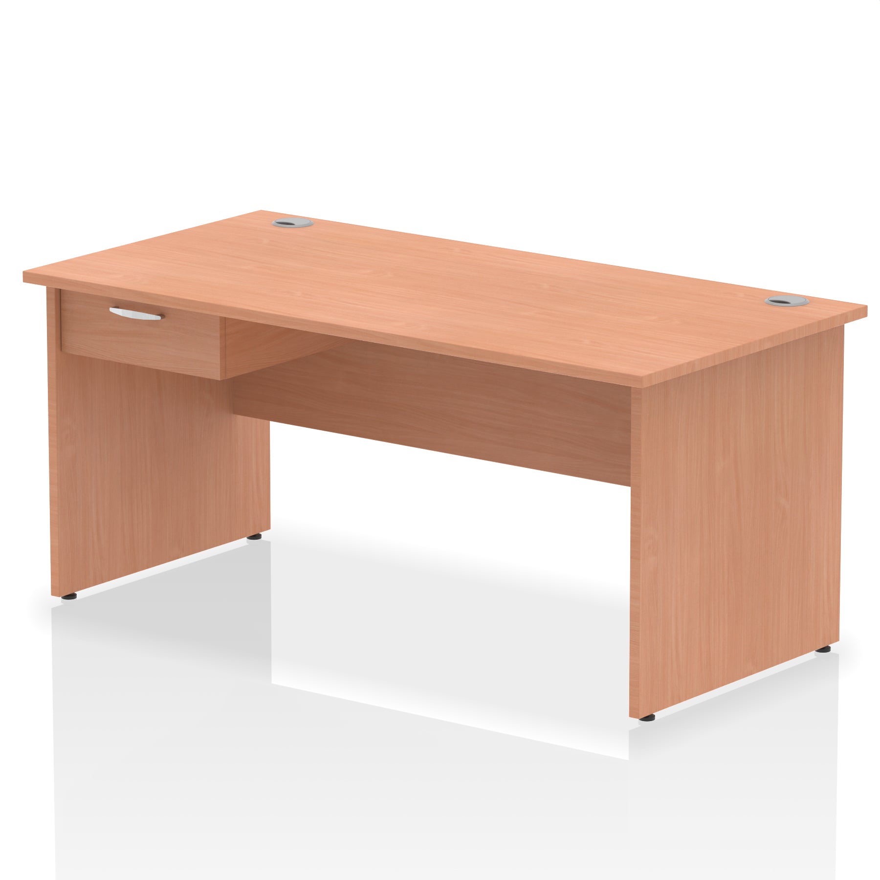 Impulse Panel End Straight Desk with 1 Drawer Pedestal, Multiple Colours, Widths 1200–1800mm, Durable MFC, Panel End Frame, 10 Year Warranty, Self-Assembly