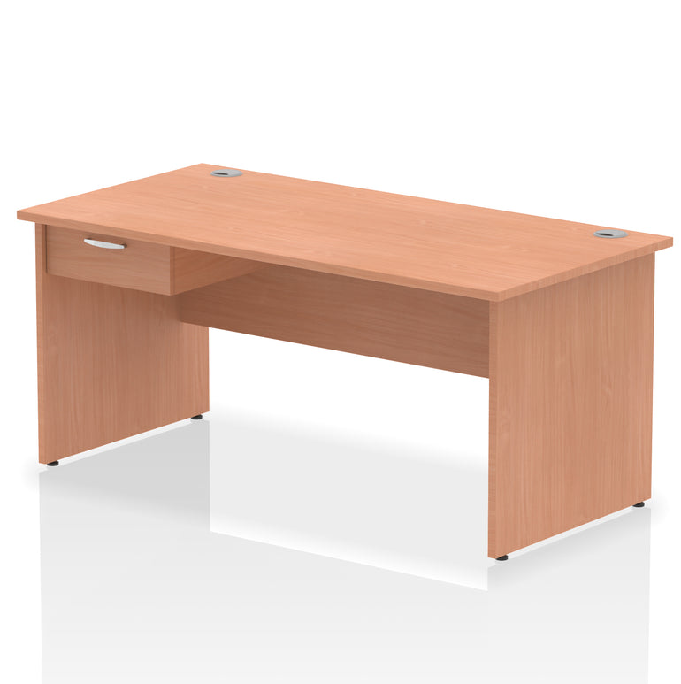 Impulse Panel End Straight Desk with 1 Drawer Pedestal, Multiple Colours, Widths 1200–1800mm, Durable MFC, Panel End Frame, 10 Year Warranty, Self-Assembly