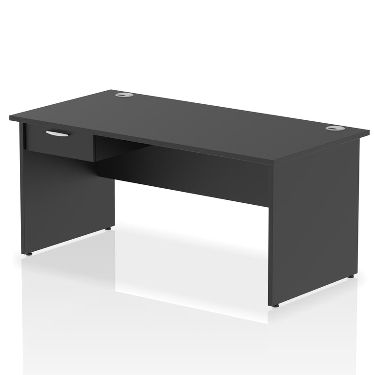 Impulse Panel End Straight Desk with 1 Drawer Pedestal, Multiple Colours, Widths 1200–1800mm, Durable MFC, Panel End Frame, 10 Year Warranty, Self-Assembly