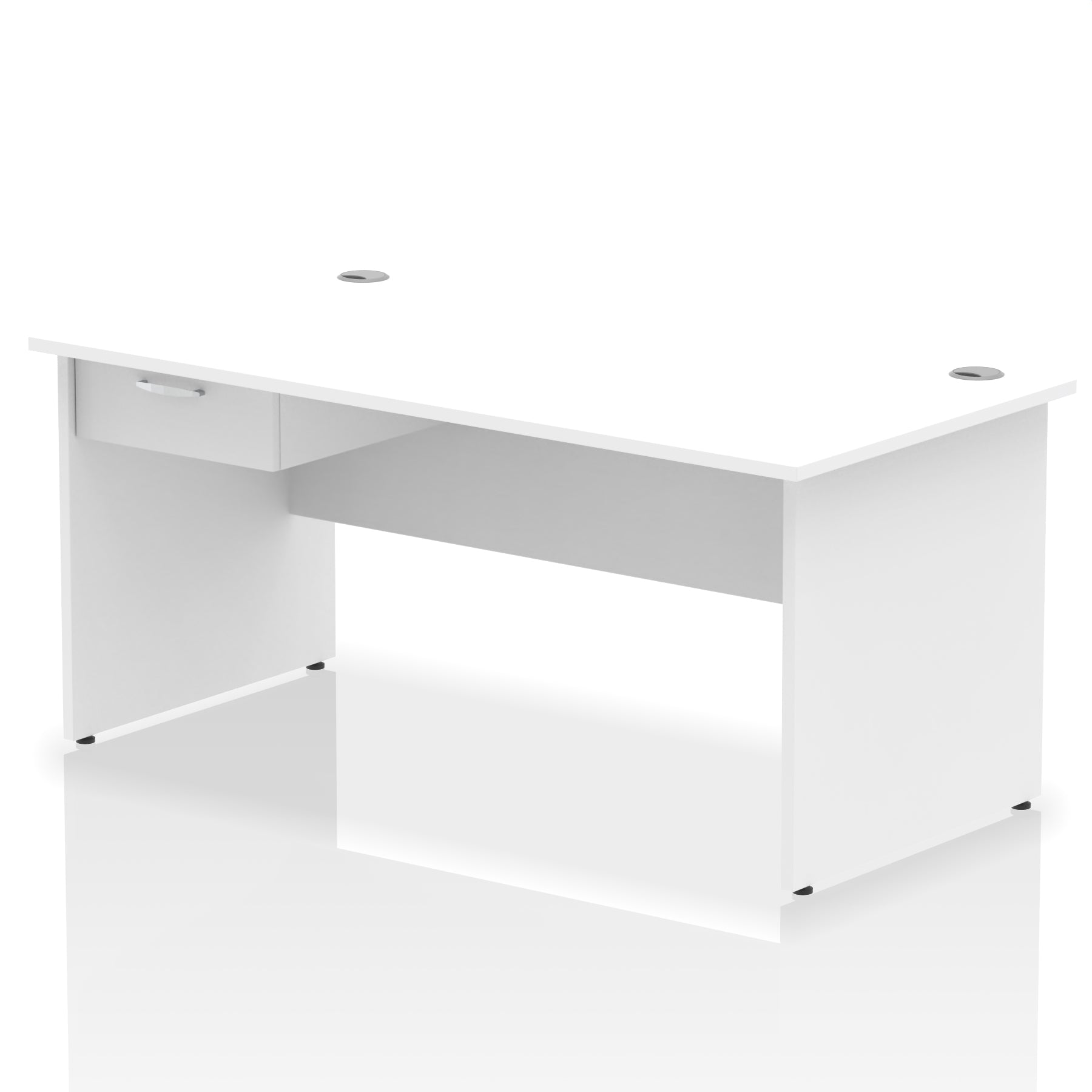 Impulse Panel End Straight Desk with 1 Drawer Pedestal, Multiple Colours, Widths 1200–1800mm, Durable MFC, Panel End Frame, 10 Year Warranty, Self-Assembly