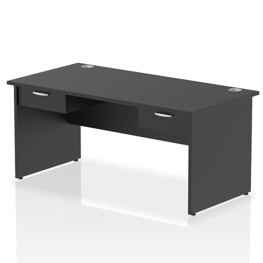 Impulse Panel End Straight Office Desk Frame, 1600/1800mm, Choice of Colours, 2 Fixed 1-Drawer Pedestals, Durable MFC, 10 Year Warranty, Self Assembly