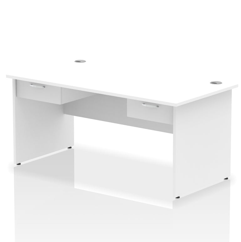 Impulse Panel End Straight Office Desk Frame, 1600/1800mm, Choice of Colours, 2 Fixed 1-Drawer Pedestals, Durable MFC, 10 Year Warranty, Self Assembly