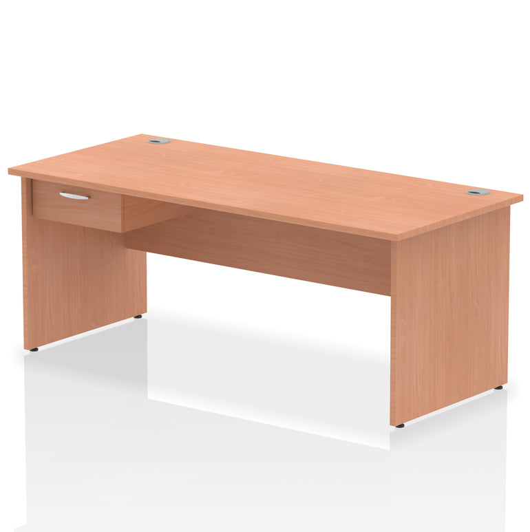 Impulse Panel End Straight Desk with 1 Drawer Pedestal, Multiple Colours, Widths 1200–1800mm, Durable MFC, Panel End Frame, 10 Year Warranty, Self-Assembly