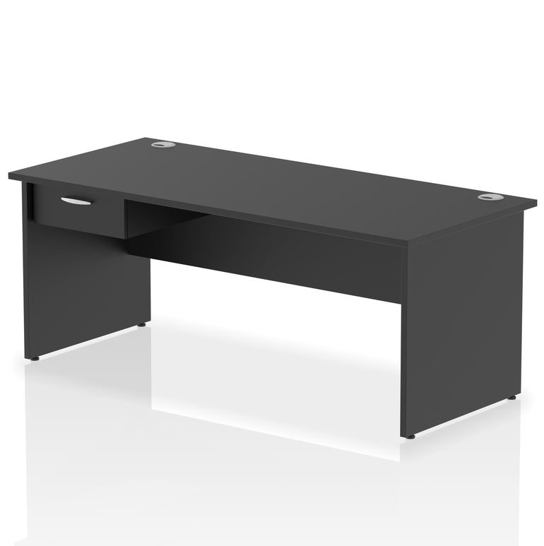 Impulse Panel End Straight Desk with 1 Drawer Pedestal, Multiple Colours, Widths 1200–1800mm, Durable MFC, Panel End Frame, 10 Year Warranty, Self-Assembly