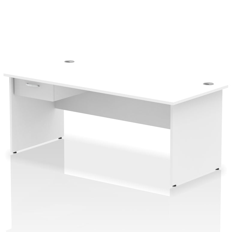 Impulse Panel End Straight Desk with 1 Drawer Pedestal, Multiple Colours, Widths 1200–1800mm, Durable MFC, Panel End Frame, 10 Year Warranty, Self-Assembly