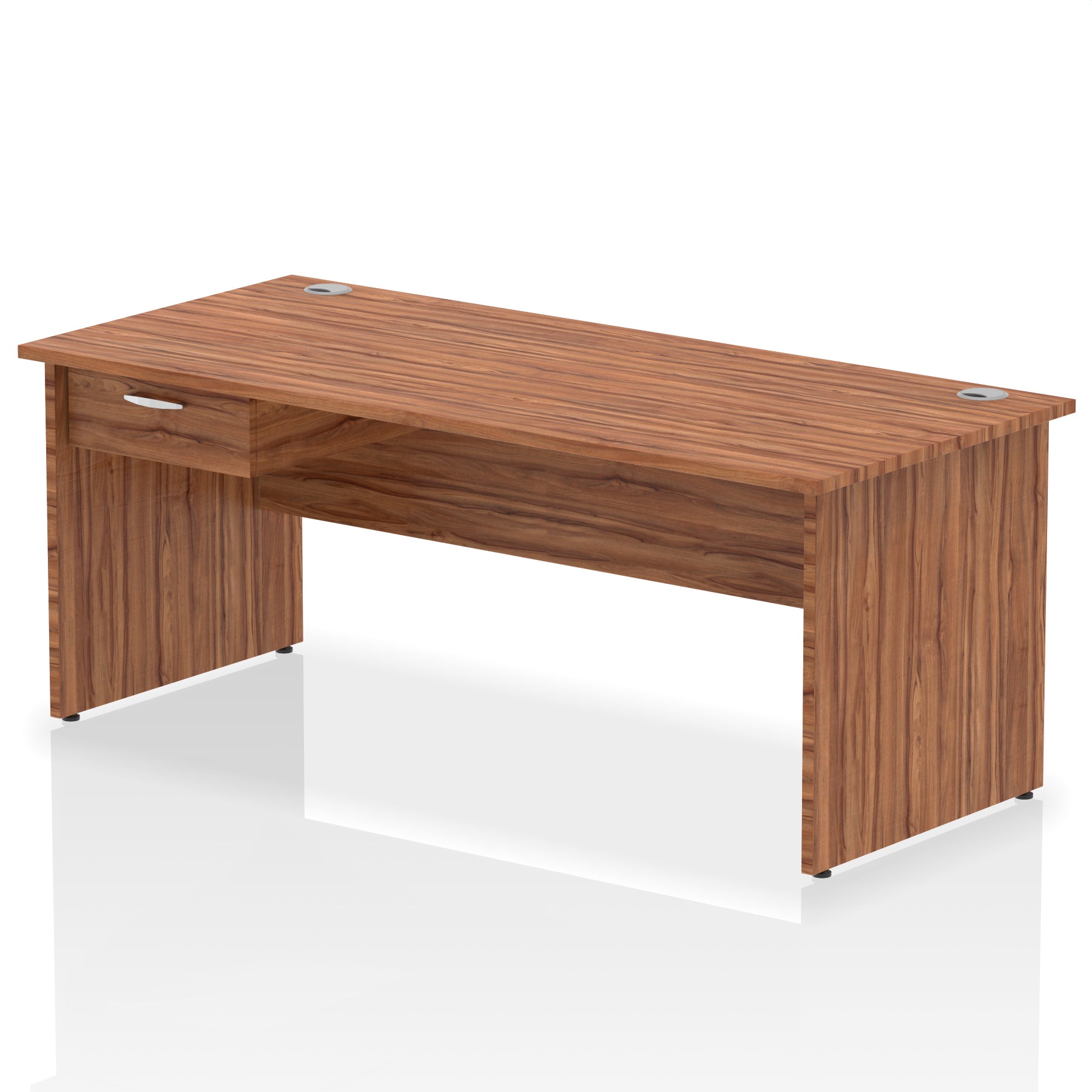 Impulse Panel End Straight Desk with 1 Drawer Pedestal, Multiple Colours, Widths 1200–1800mm, Durable MFC, Panel End Frame, 10 Year Warranty, Self-Assembly