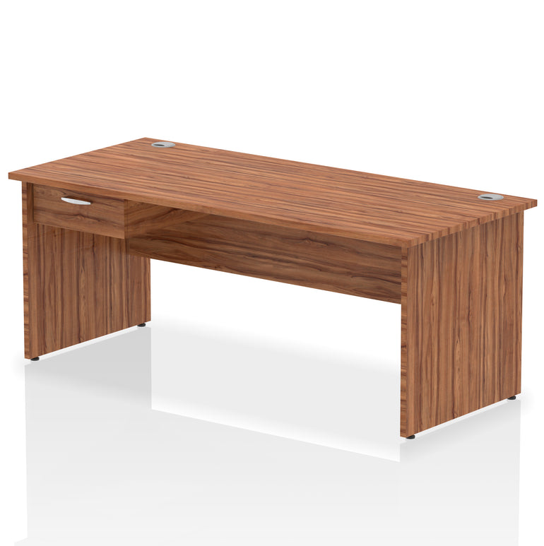 Impulse Panel End Straight Desk with 1 Drawer Pedestal, Multiple Colours, Widths 1200–1800mm, Durable MFC, Panel End Frame, 10 Year Warranty, Self-Assembly