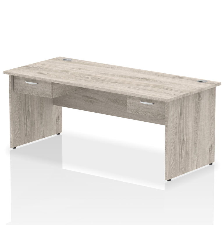 Impulse Panel End Straight Office Desk Frame, 1600/1800mm, Choice of Colours, 2 Fixed 1-Drawer Pedestals, Durable MFC, 10 Year Warranty, Self Assembly