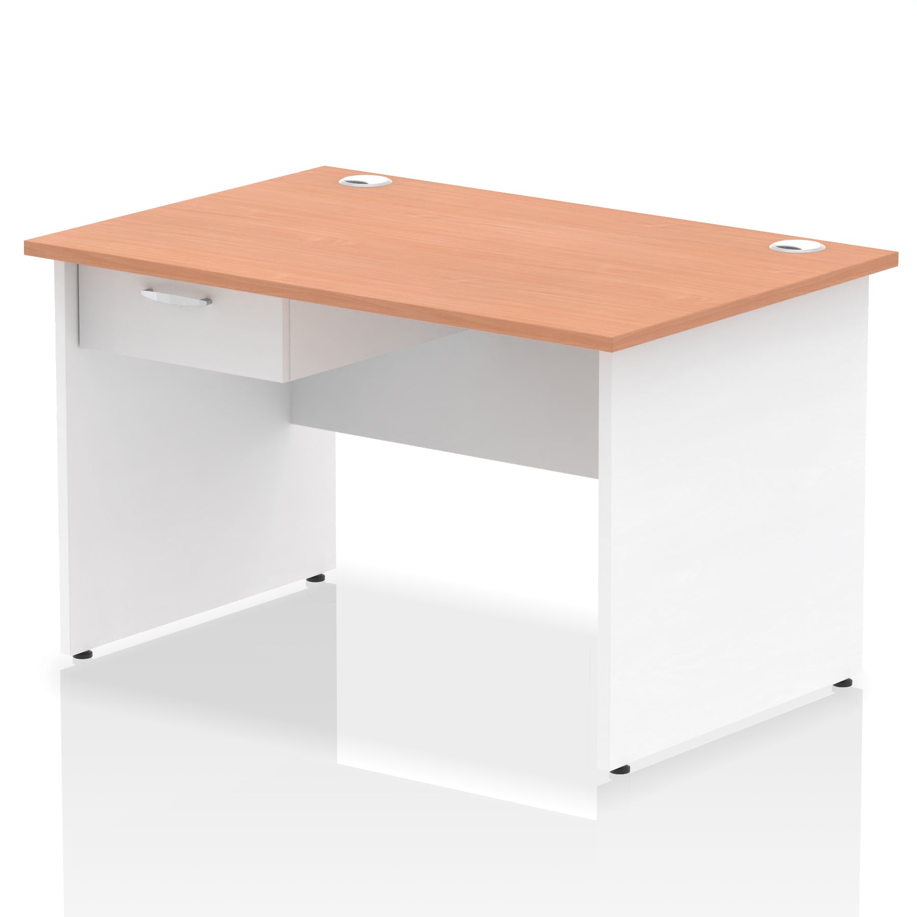 Impulse Panel End Straight Desk with 1 Drawer Pedestal, Multiple Colours, Widths 1200–1800mm, Durable MFC, Panel End Frame, 10 Year Warranty, Self-Assembly