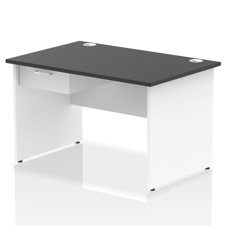 Impulse Panel End Straight Desk with 1 Drawer Pedestal, Multiple Colours, Widths 1200–1800mm, Durable MFC, Panel End Frame, 10 Year Warranty, Self-Assembly