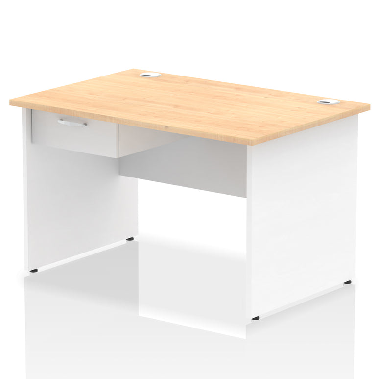 Impulse Panel End Straight Desk with 1 Drawer Pedestal, Multiple Colours, Widths 1200–1800mm, Durable MFC, Panel End Frame, 10 Year Warranty, Self-Assembly