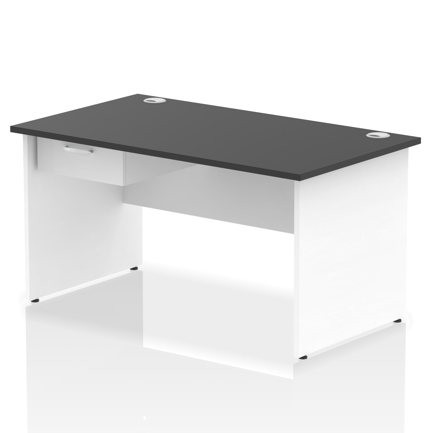 Impulse Panel End Straight Desk with 1 Drawer Pedestal, Multiple Colours, Widths 1200–1800mm, Durable MFC, Panel End Frame, 10 Year Warranty, Self-Assembly