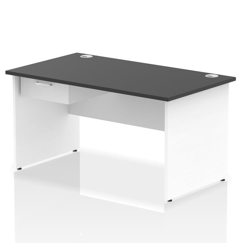 Impulse Panel End Straight Desk with 1 Drawer Pedestal, Multiple Colours, Widths 1200–1800mm, Durable MFC, Panel End Frame, 10 Year Warranty, Self-Assembly