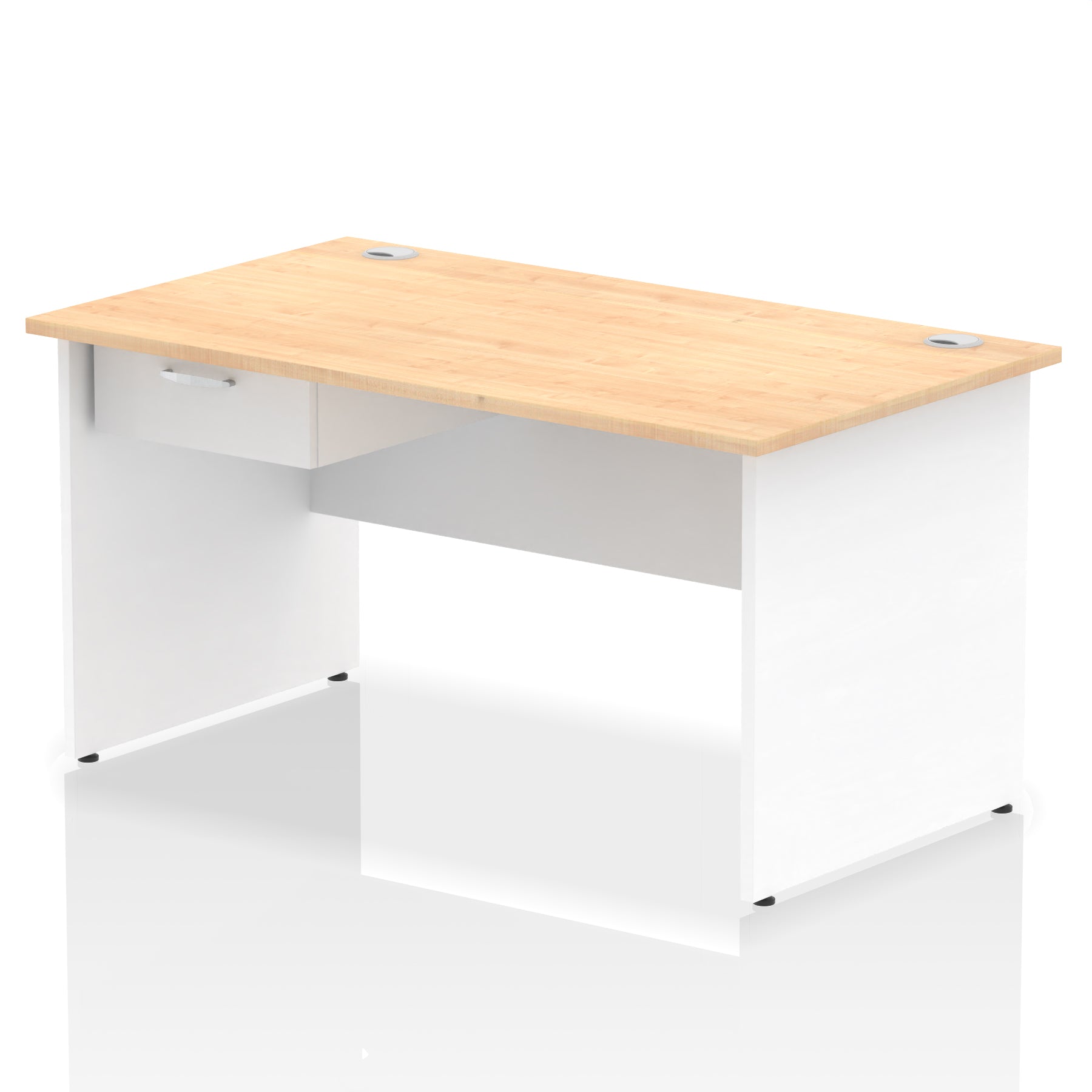 Impulse Panel End Straight Desk with 1 Drawer Pedestal, Multiple Colours, Widths 1200–1800mm, Durable MFC, Panel End Frame, 10 Year Warranty, Self-Assembly