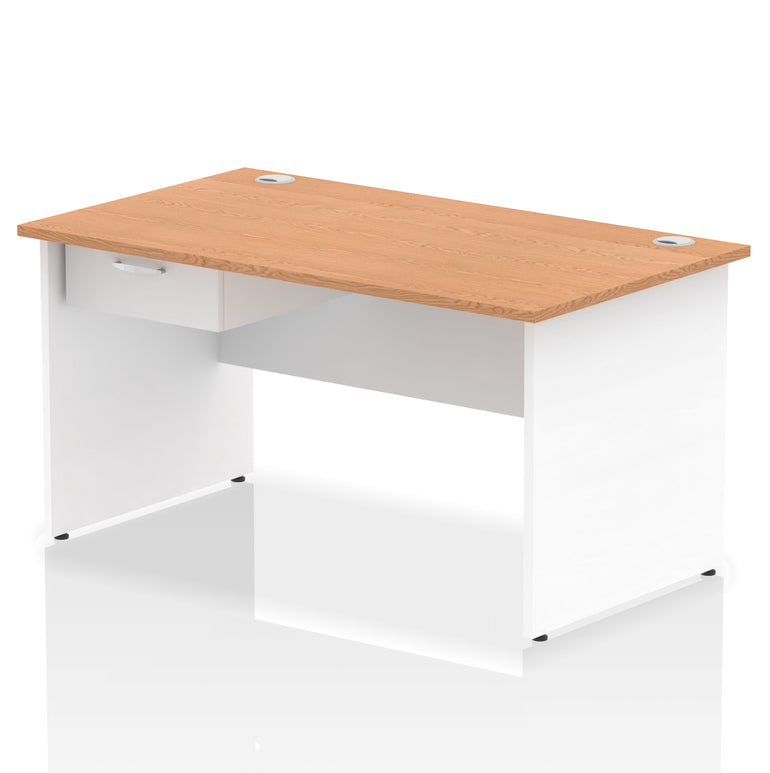 Impulse Panel End Straight Desk with 1 Drawer Pedestal, Multiple Colours, Widths 1200–1800mm, Durable MFC, Panel End Frame, 10 Year Warranty, Self-Assembly