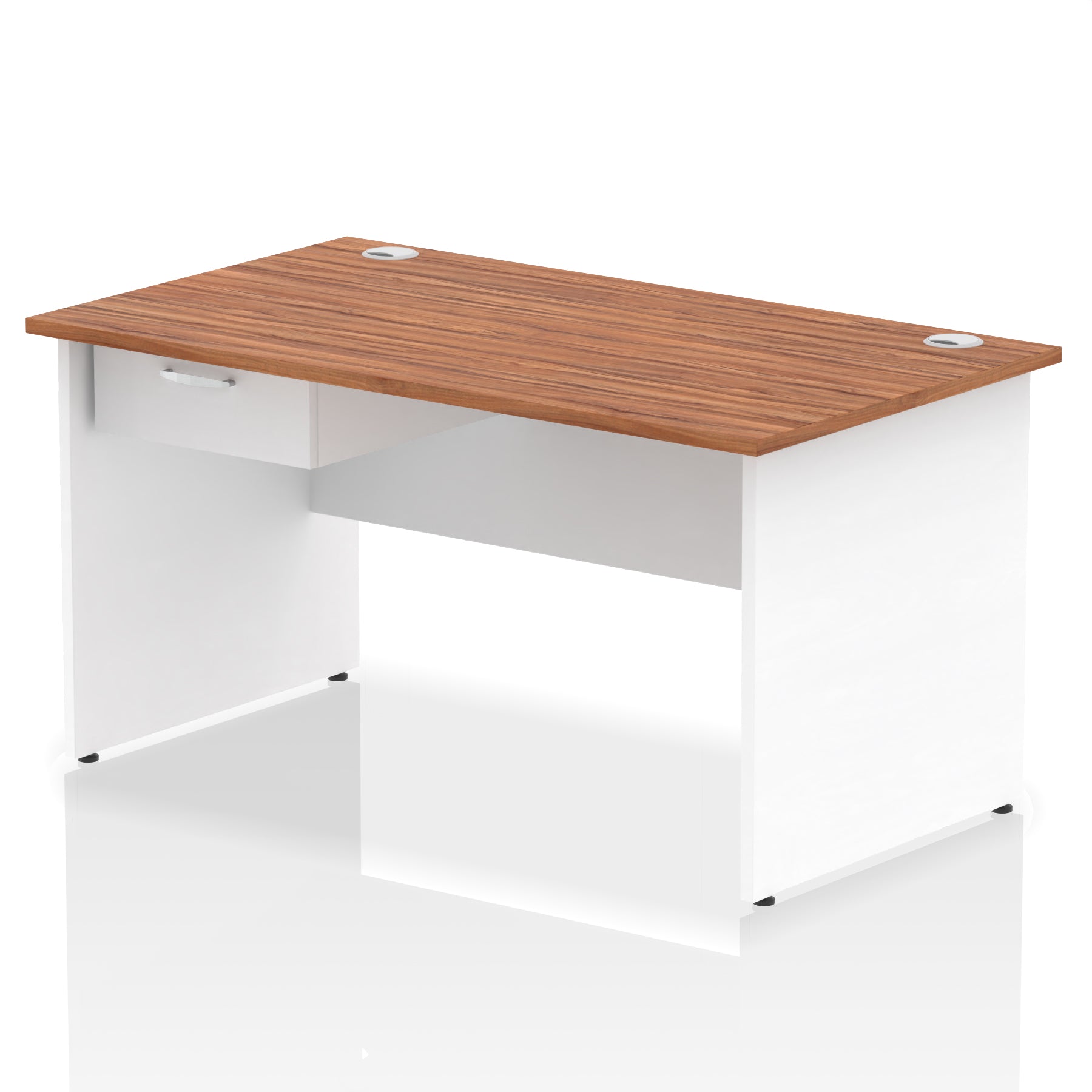 Impulse Panel End Straight Desk with 1 Drawer Pedestal, Multiple Colours, Widths 1200–1800mm, Durable MFC, Panel End Frame, 10 Year Warranty, Self-Assembly
