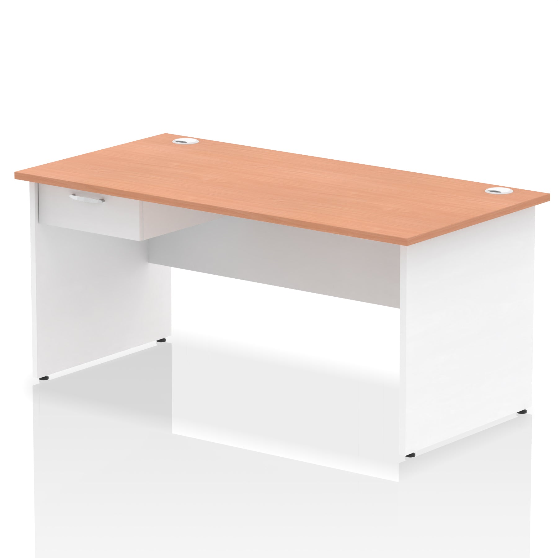 Impulse Panel End Straight Desk with 1 Drawer Pedestal, Multiple Colours, Widths 1200–1800mm, Durable MFC, Panel End Frame, 10 Year Warranty, Self-Assembly