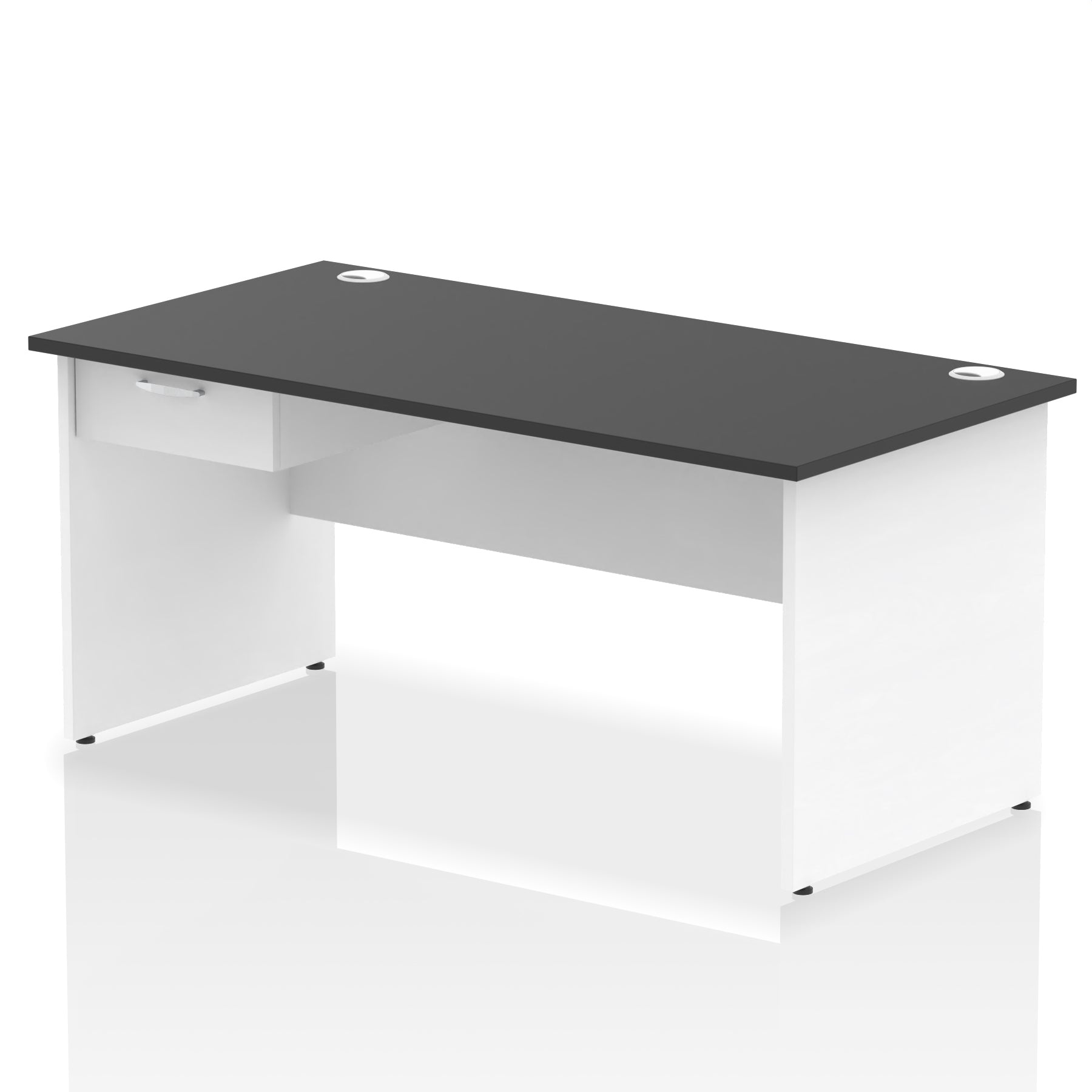 Impulse Panel End Straight Desk with 1 Drawer Pedestal, Multiple Colours, Widths 1200–1800mm, Durable MFC, Panel End Frame, 10 Year Warranty, Self-Assembly