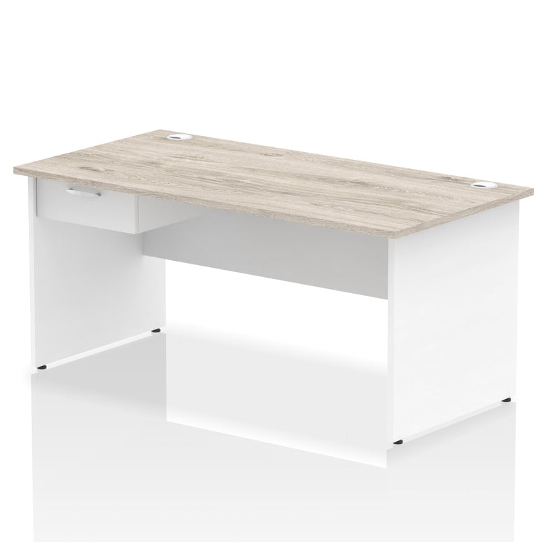 Impulse Panel End Straight Desk with 1 Drawer Pedestal, Multiple Colours, Widths 1200–1800mm, Durable MFC, Panel End Frame, 10 Year Warranty, Self-Assembly