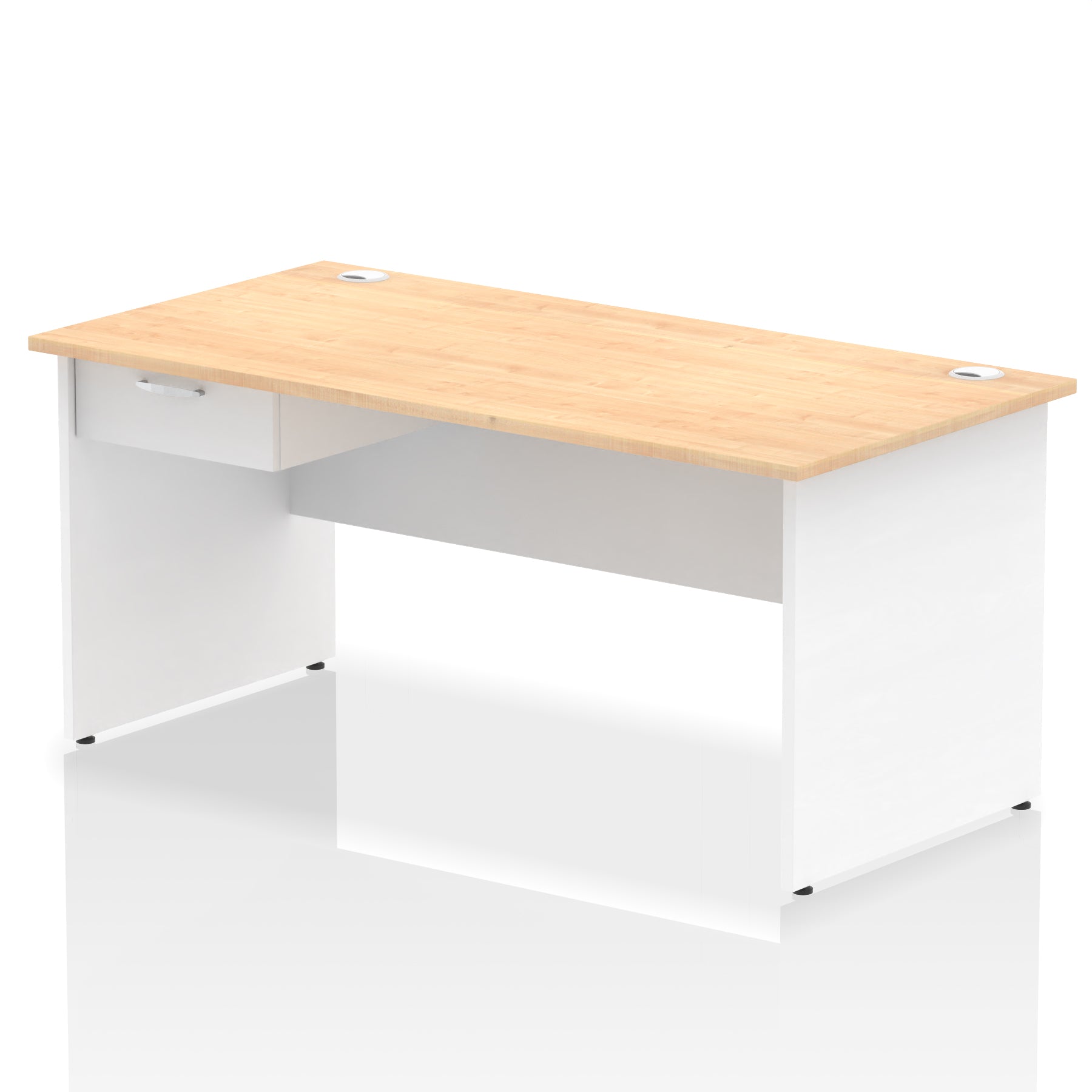 Impulse Panel End Straight Desk with 1 Drawer Pedestal, Multiple Colours, Widths 1200–1800mm, Durable MFC, Panel End Frame, 10 Year Warranty, Self-Assembly