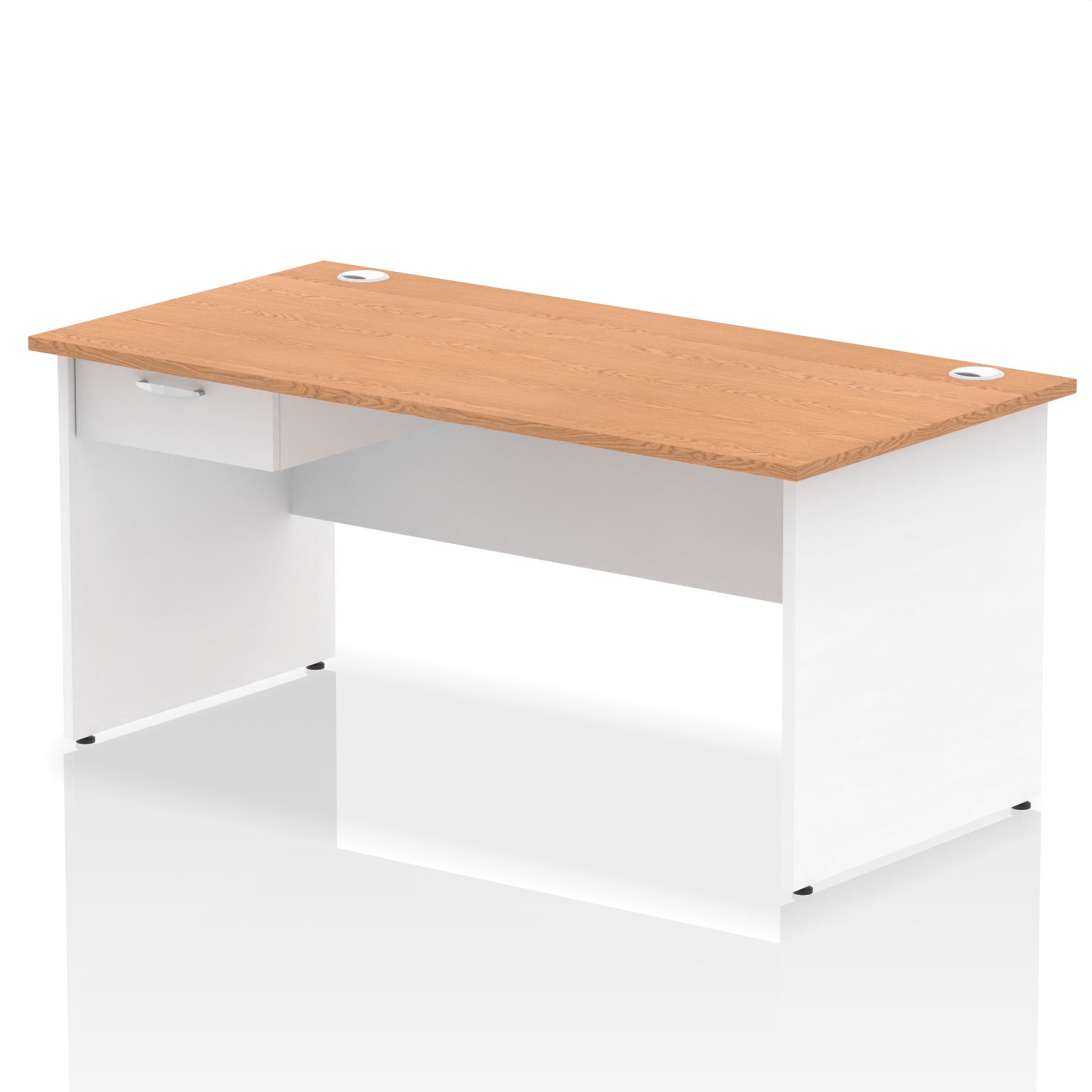 Impulse Panel End Straight Desk with 1 Drawer Pedestal, Multiple Colours, Widths 1200–1800mm, Durable MFC, Panel End Frame, 10 Year Warranty, Self-Assembly