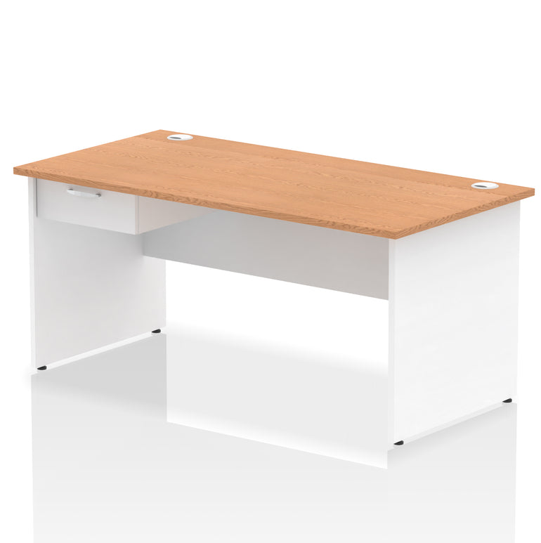 Impulse Panel End Straight Desk with 1 Drawer Pedestal, Multiple Colours, Widths 1200–1800mm, Durable MFC, Panel End Frame, 10 Year Warranty, Self-Assembly