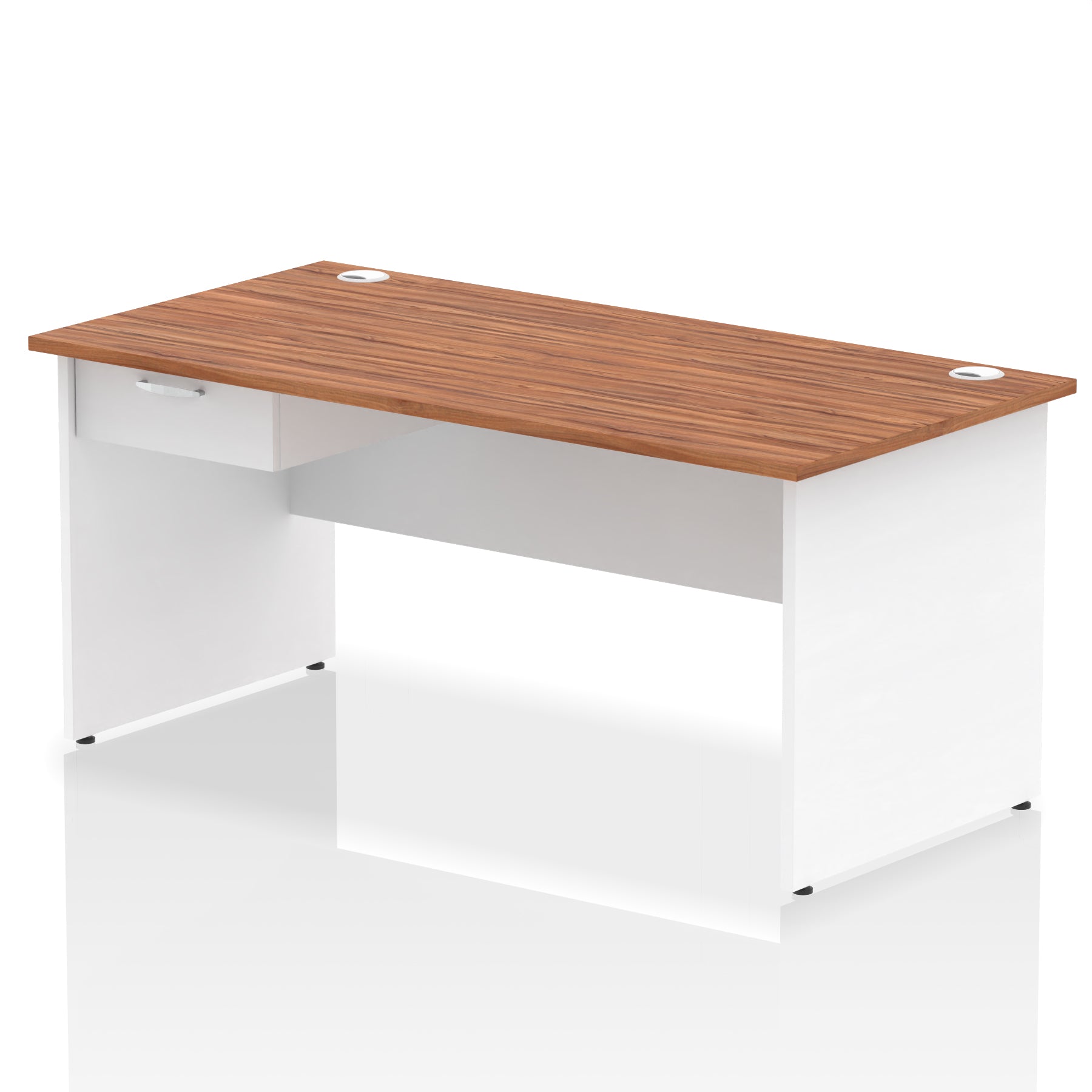 Impulse Panel End Straight Desk with 1 Drawer Pedestal, Multiple Colours, Widths 1200–1800mm, Durable MFC, Panel End Frame, 10 Year Warranty, Self-Assembly