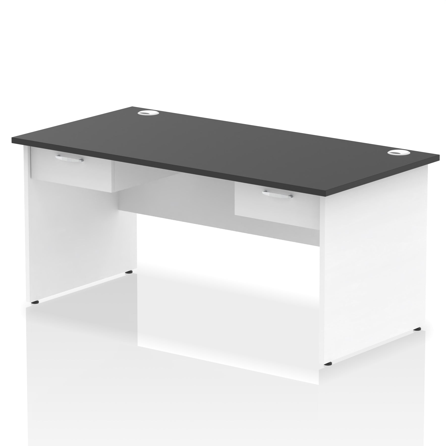 Impulse Panel End Straight Office Desk Frame, 1600/1800mm, Choice of Colours, 2 Fixed 1-Drawer Pedestals, Durable MFC, 10 Year Warranty, Self Assembly