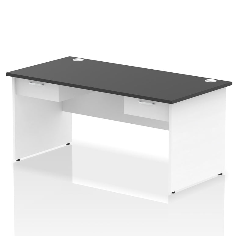 Impulse Panel End Straight Office Desk Frame, 1600/1800mm, Choice of Colours, 2 Fixed 1-Drawer Pedestals, Durable MFC, 10 Year Warranty, Self Assembly