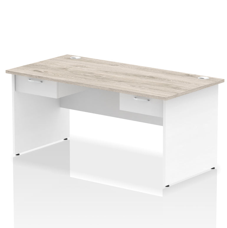 Impulse Panel End Straight Office Desk Frame, 1600/1800mm, Choice of Colours, 2 Fixed 1-Drawer Pedestals, Durable MFC, 10 Year Warranty, Self Assembly