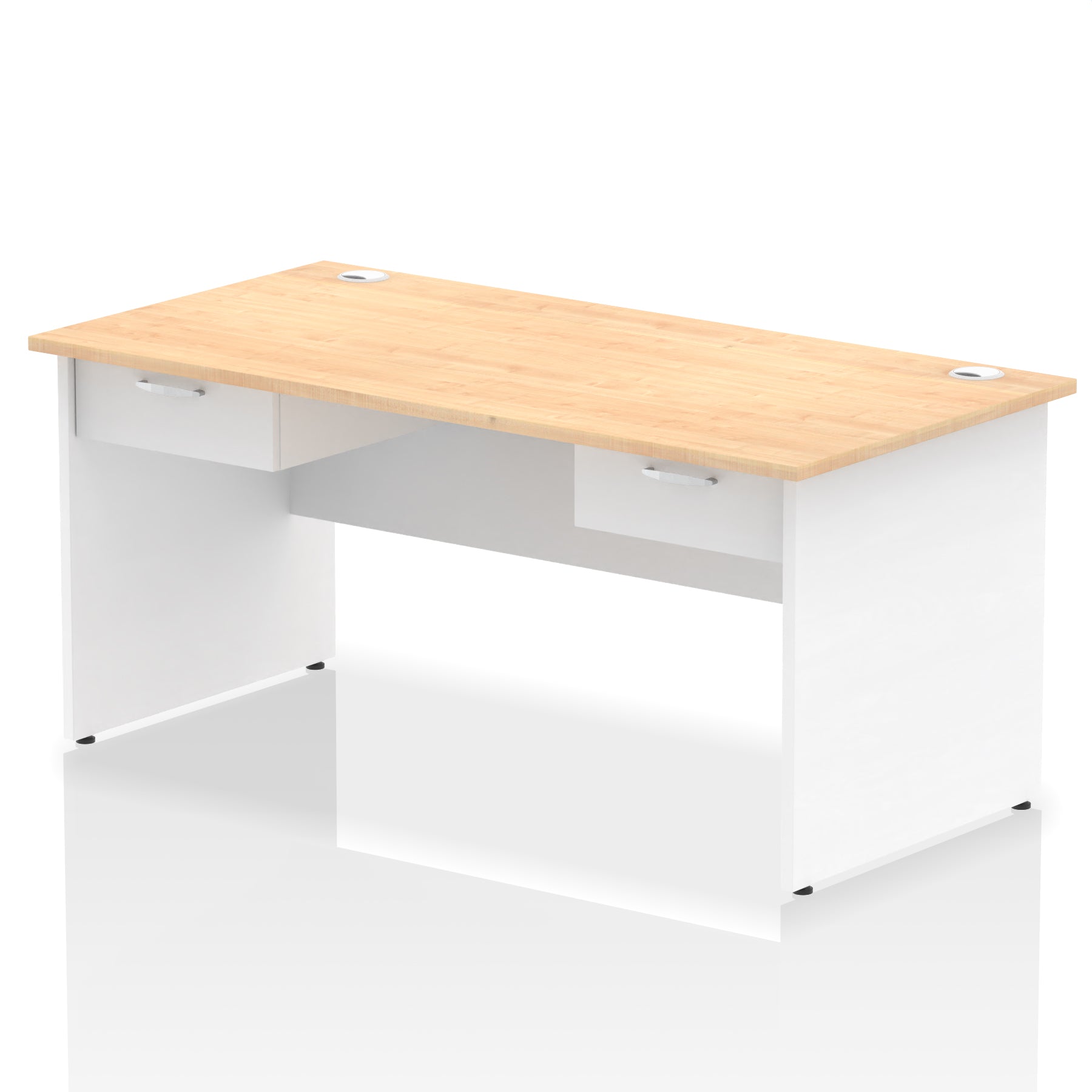 Impulse Panel End Straight Office Desk Frame, 1600/1800mm, Choice of Colours, 2 Fixed 1-Drawer Pedestals, Durable MFC, 10 Year Warranty, Self Assembly