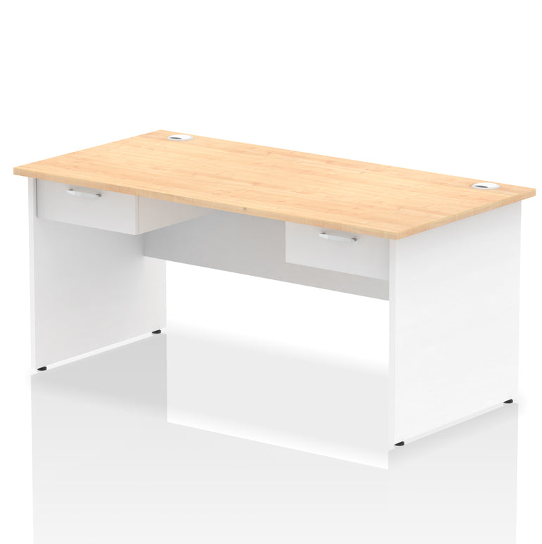 Impulse Panel End Straight Office Desk Frame, 1600/1800mm, Choice of Colours, 2 Fixed 1-Drawer Pedestals, Durable MFC, 10 Year Warranty, Self Assembly