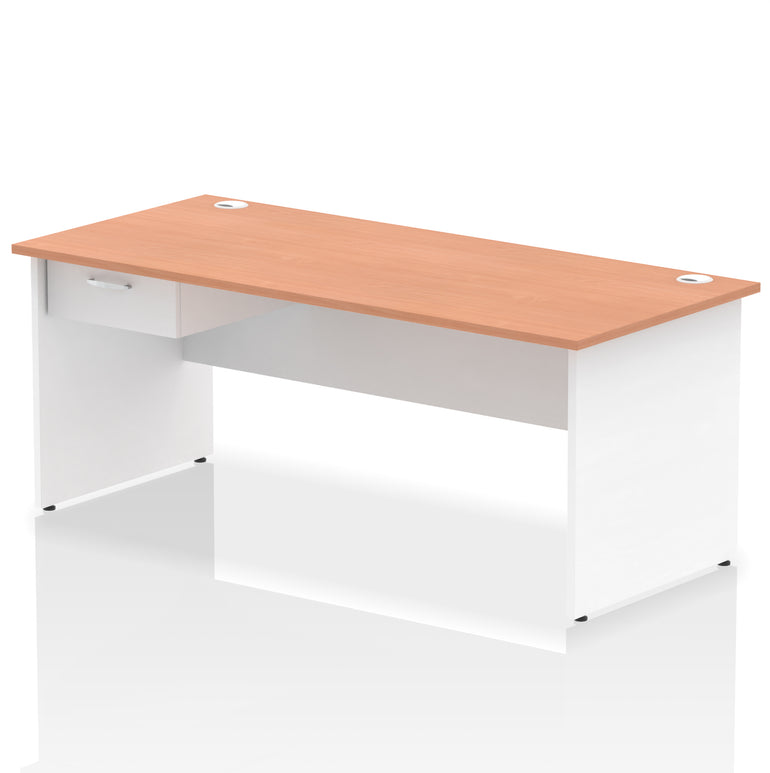 Impulse Panel End Straight Desk with 1 Drawer Pedestal, Multiple Colours, Widths 1200–1800mm, Durable MFC, Panel End Frame, 10 Year Warranty, Self-Assembly