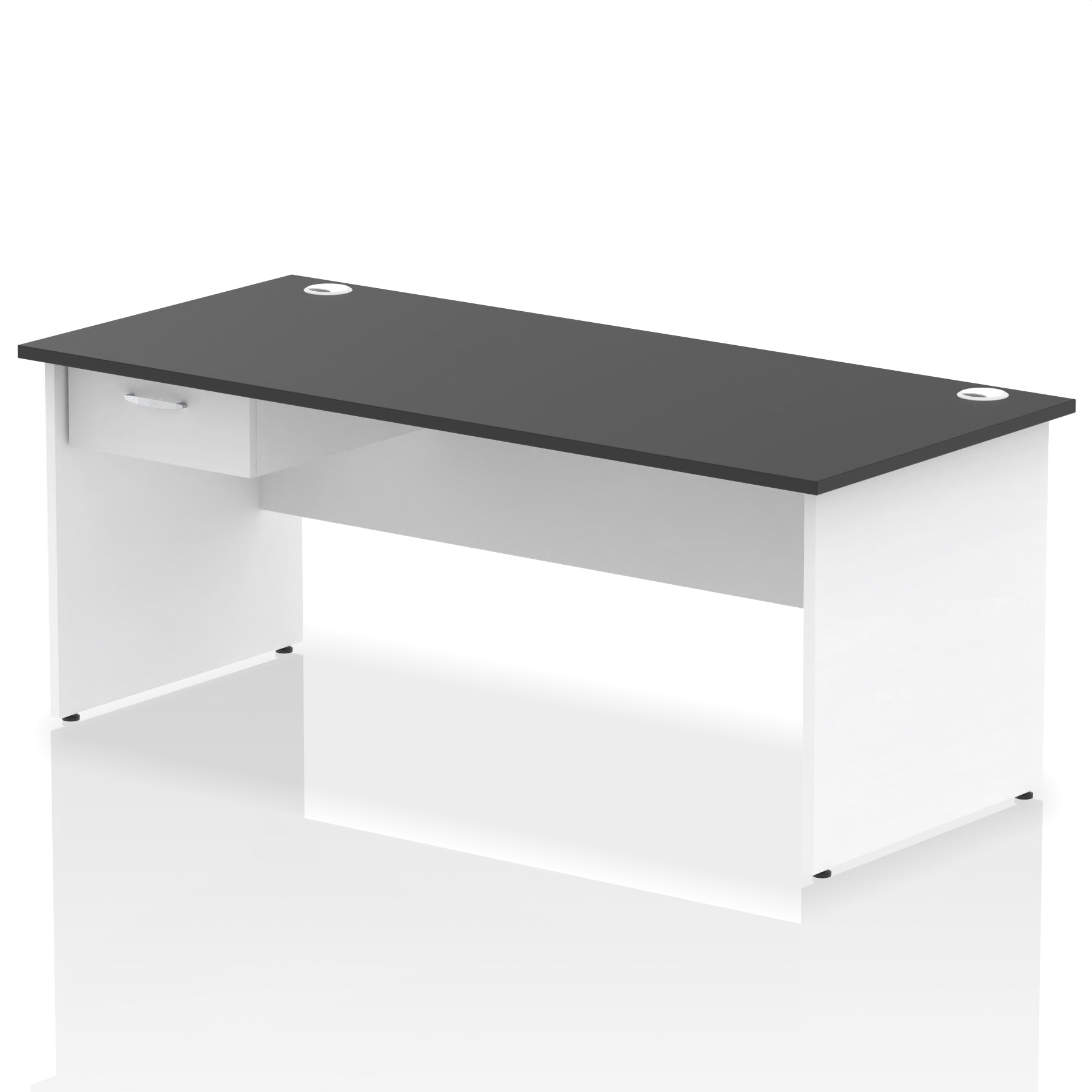 Impulse Panel End Straight Desk with 1 Drawer Pedestal, Multiple Colours, Widths 1200–1800mm, Durable MFC, Panel End Frame, 10 Year Warranty, Self-Assembly