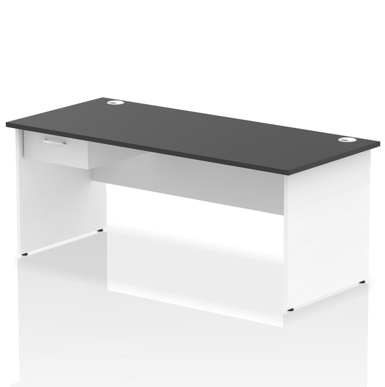 Impulse Panel End Straight Desk with 1 Drawer Pedestal, Multiple Colours, Widths 1200–1800mm, Durable MFC, Panel End Frame, 10 Year Warranty, Self-Assembly