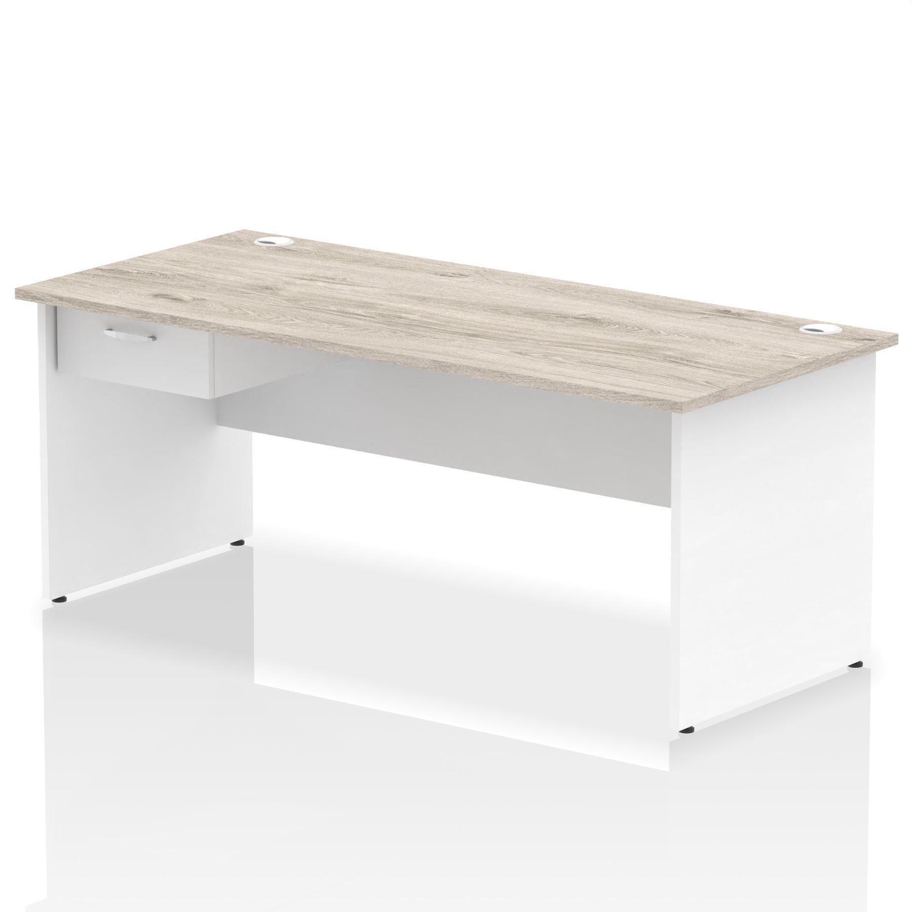 Impulse Panel End Straight Desk with 1 Drawer Pedestal, Multiple Colours, Widths 1200–1800mm, Durable MFC, Panel End Frame, 10 Year Warranty, Self-Assembly