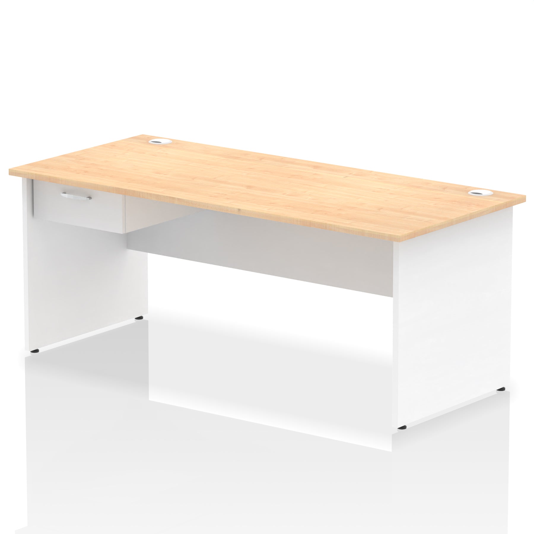 Impulse Panel End Straight Desk with 1 Drawer Pedestal, Multiple Colours, Widths 1200–1800mm, Durable MFC, Panel End Frame, 10 Year Warranty, Self-Assembly