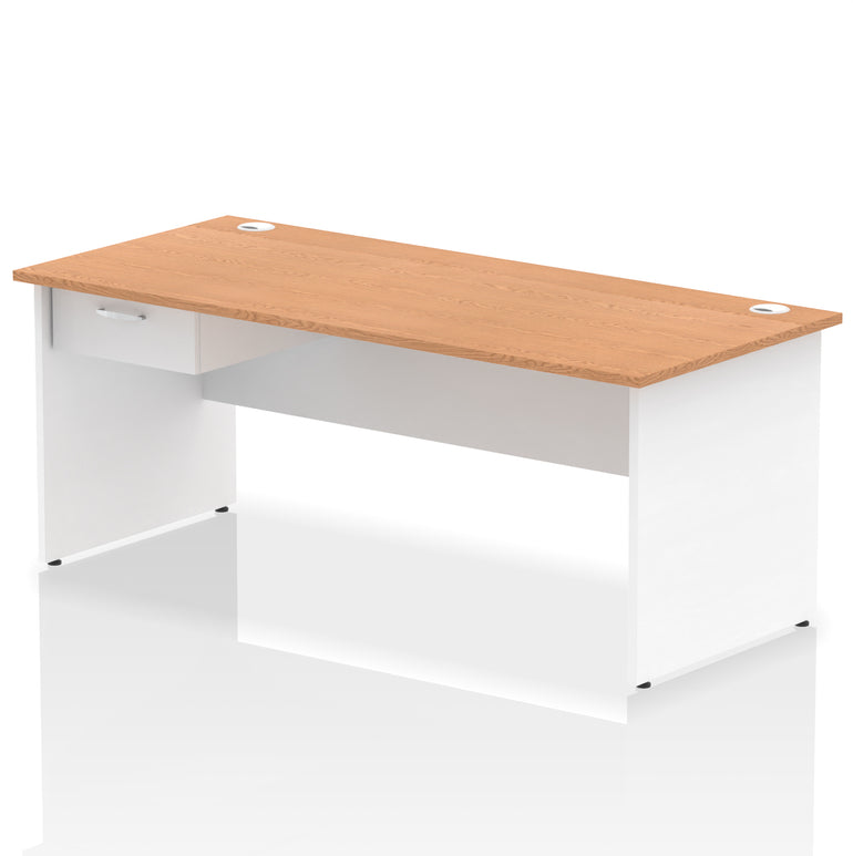 Impulse Panel End Straight Desk with 1 Drawer Pedestal, Multiple Colours, Widths 1200–1800mm, Durable MFC, Panel End Frame, 10 Year Warranty, Self-Assembly