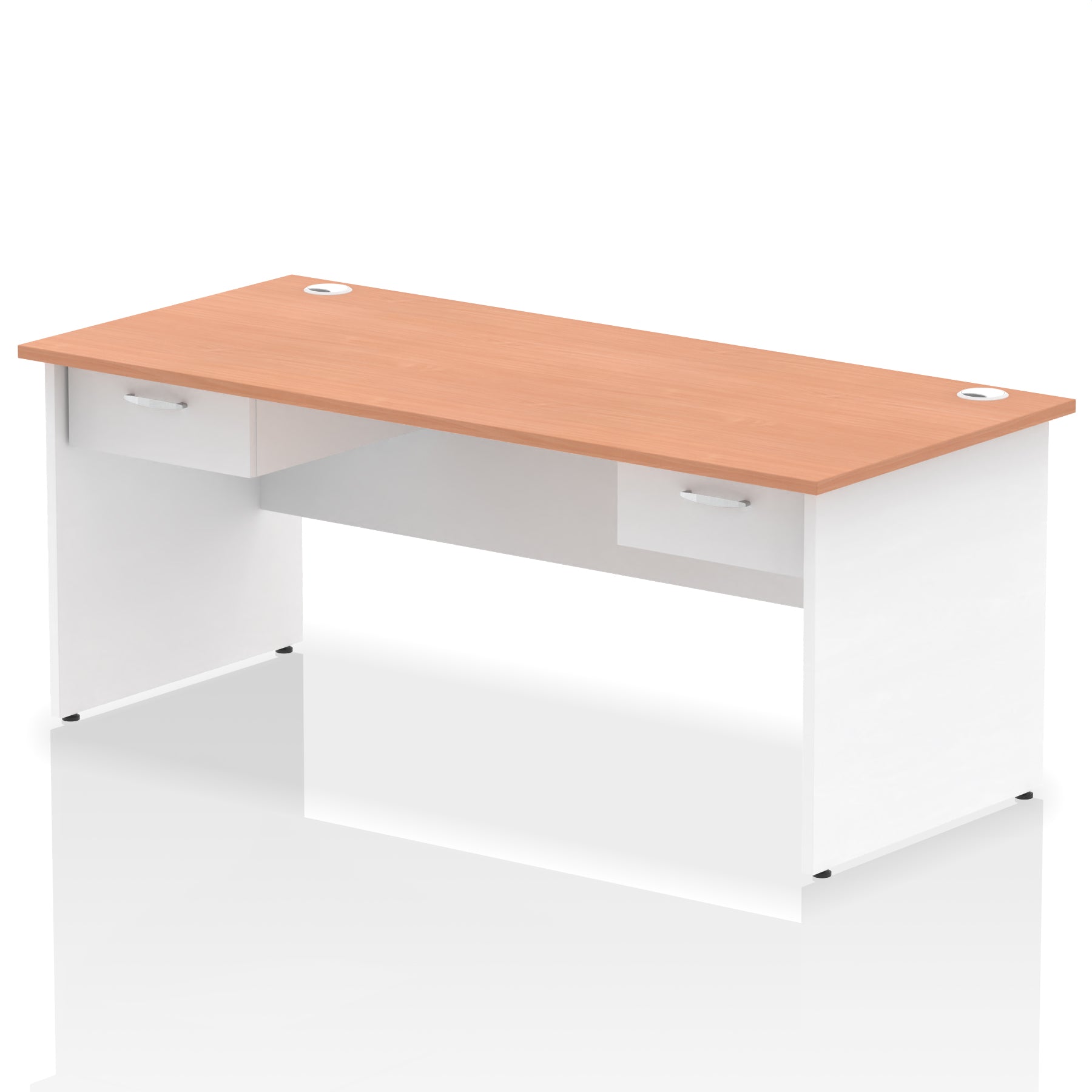 Impulse Panel End Straight Office Desk Frame, 1600/1800mm, Choice of Colours, 2 Fixed 1-Drawer Pedestals, Durable MFC, 10 Year Warranty, Self Assembly