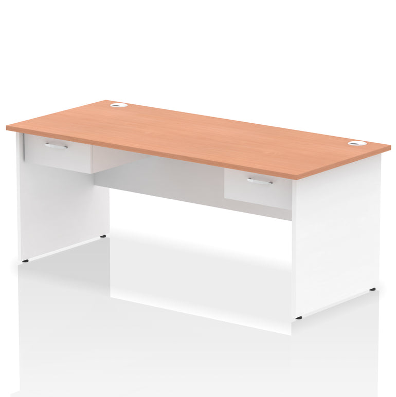 Impulse Panel End Straight Office Desk Frame, 1600/1800mm, Choice of Colours, 2 Fixed 1-Drawer Pedestals, Durable MFC, 10 Year Warranty, Self Assembly
