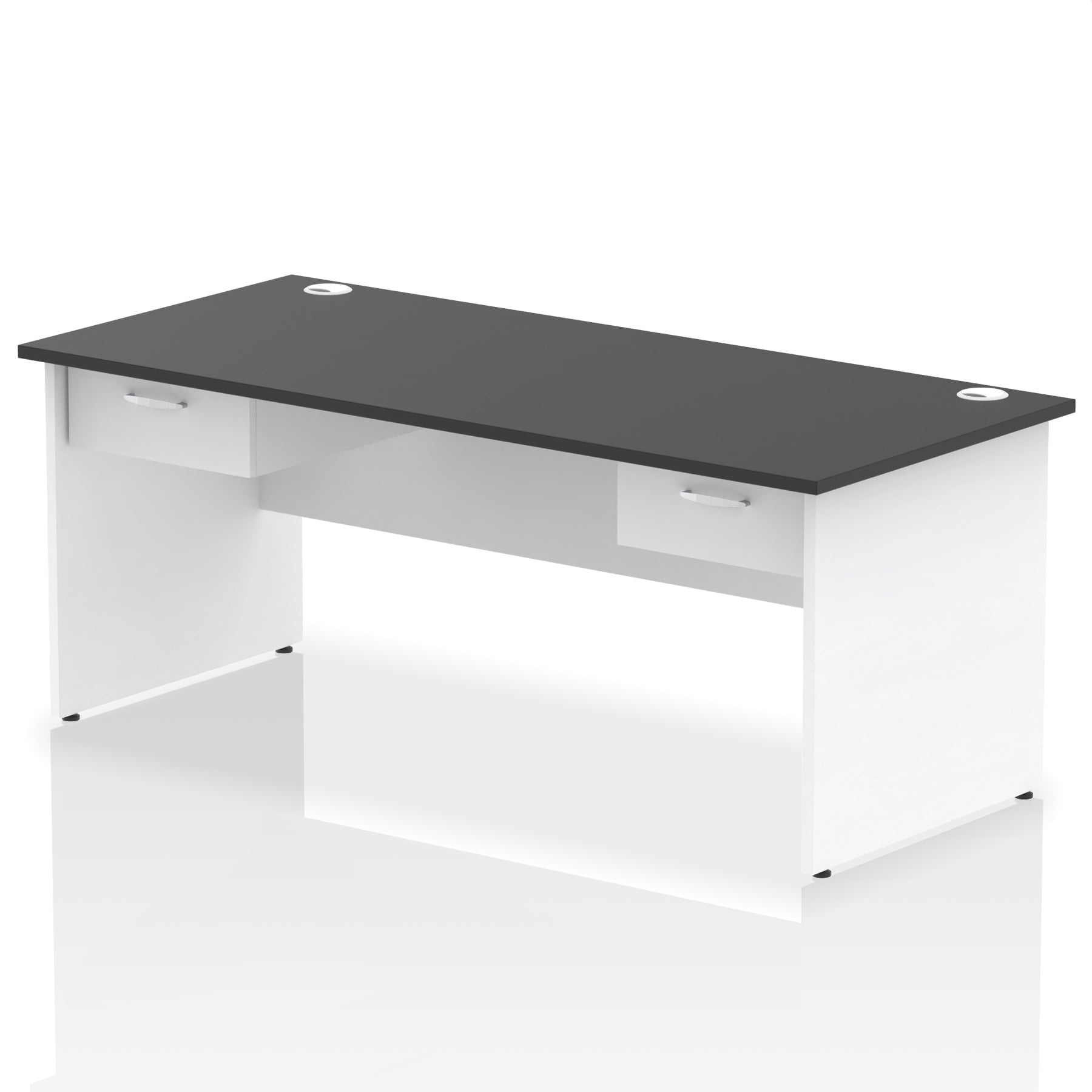Impulse Panel End Straight Office Desk Frame, 1600/1800mm, Choice of Colours, 2 Fixed 1-Drawer Pedestals, Durable MFC, 10 Year Warranty, Self Assembly
