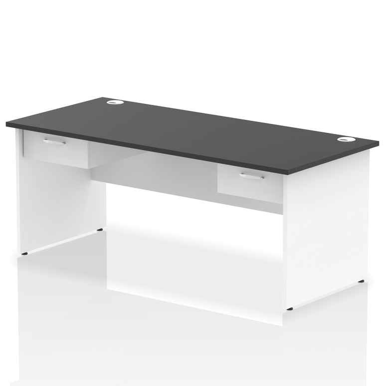 Impulse Panel End Straight Office Desk Frame, 1600/1800mm, Choice of Colours, 2 Fixed 1-Drawer Pedestals, Durable MFC, 10 Year Warranty, Self Assembly
