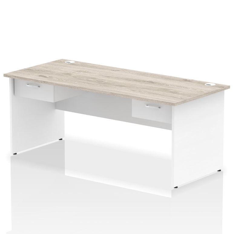 Impulse Panel End Straight Office Desk Frame, 1600/1800mm, Choice of Colours, 2 Fixed 1-Drawer Pedestals, Durable MFC, 10 Year Warranty, Self Assembly