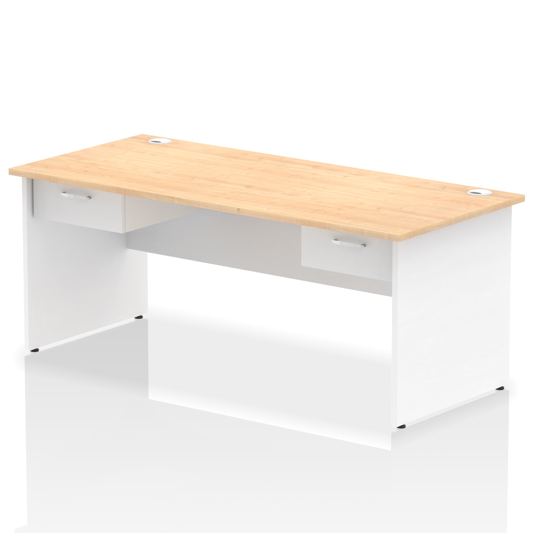 Impulse Panel End Straight Office Desk Frame, 1600/1800mm, Choice of Colours, 2 Fixed 1-Drawer Pedestals, Durable MFC, 10 Year Warranty, Self Assembly