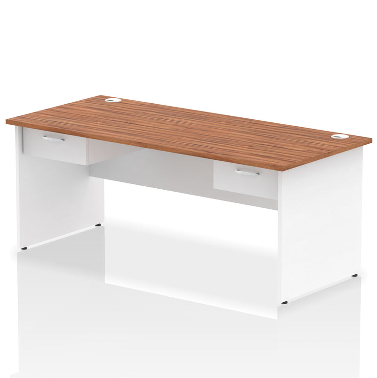 Impulse Panel End Straight Office Desk Frame, 1600/1800mm, Choice of Colours, 2 Fixed 1-Drawer Pedestals, Durable MFC, 10 Year Warranty, Self Assembly