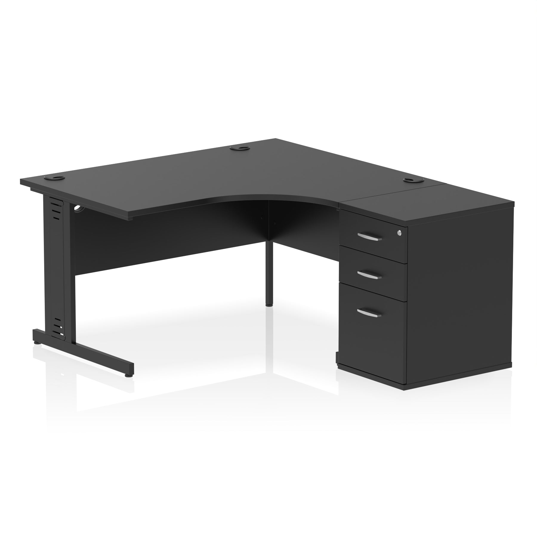 Impulse 1400mm Right Crescent Cable Managed Desk – Multiple Desktop & Leg Colours, MFC, 600/800 Pedestal Options, Self-Assembly, 5 Year Warranty – Office Workstation